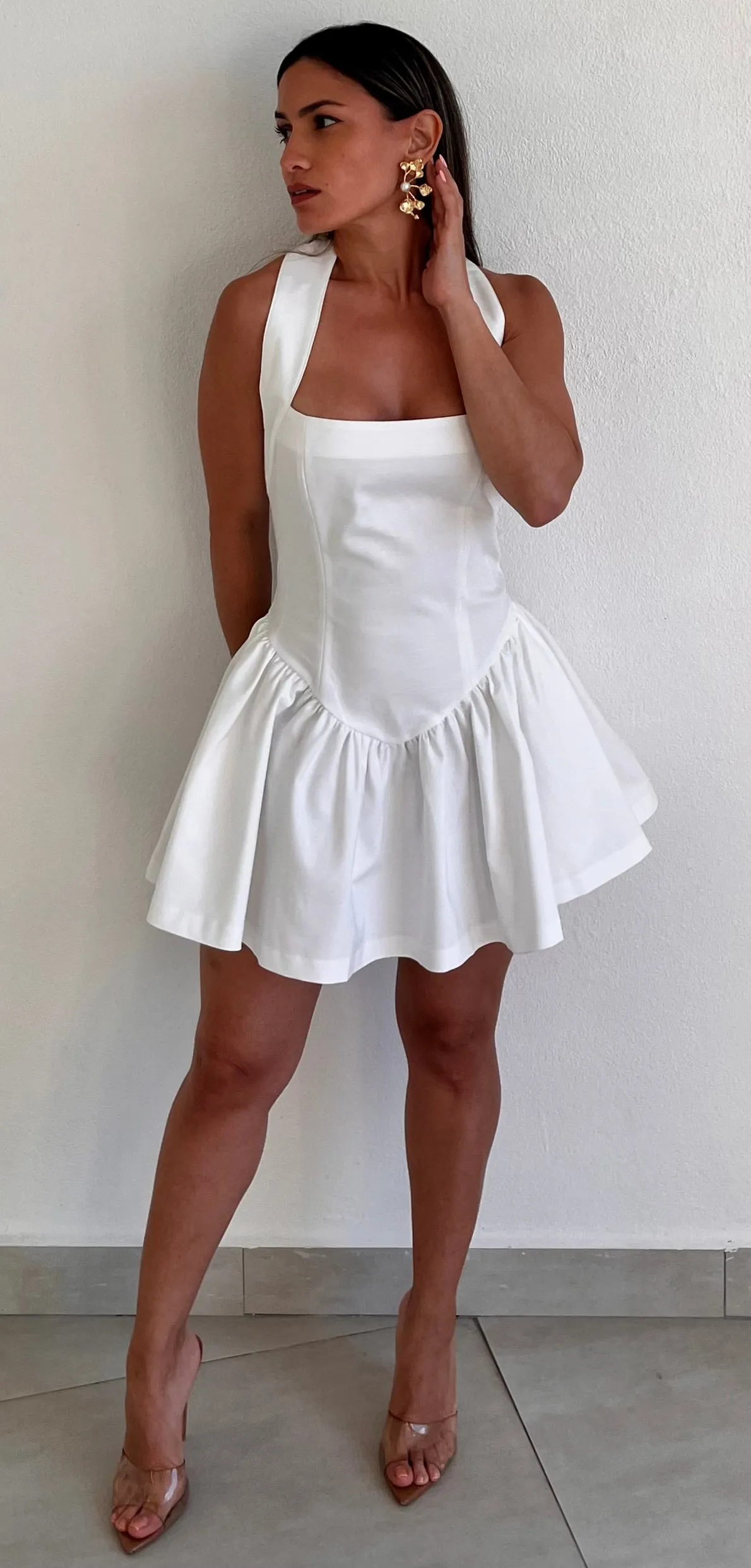 Attractive Radiance White Halter Mini Dress