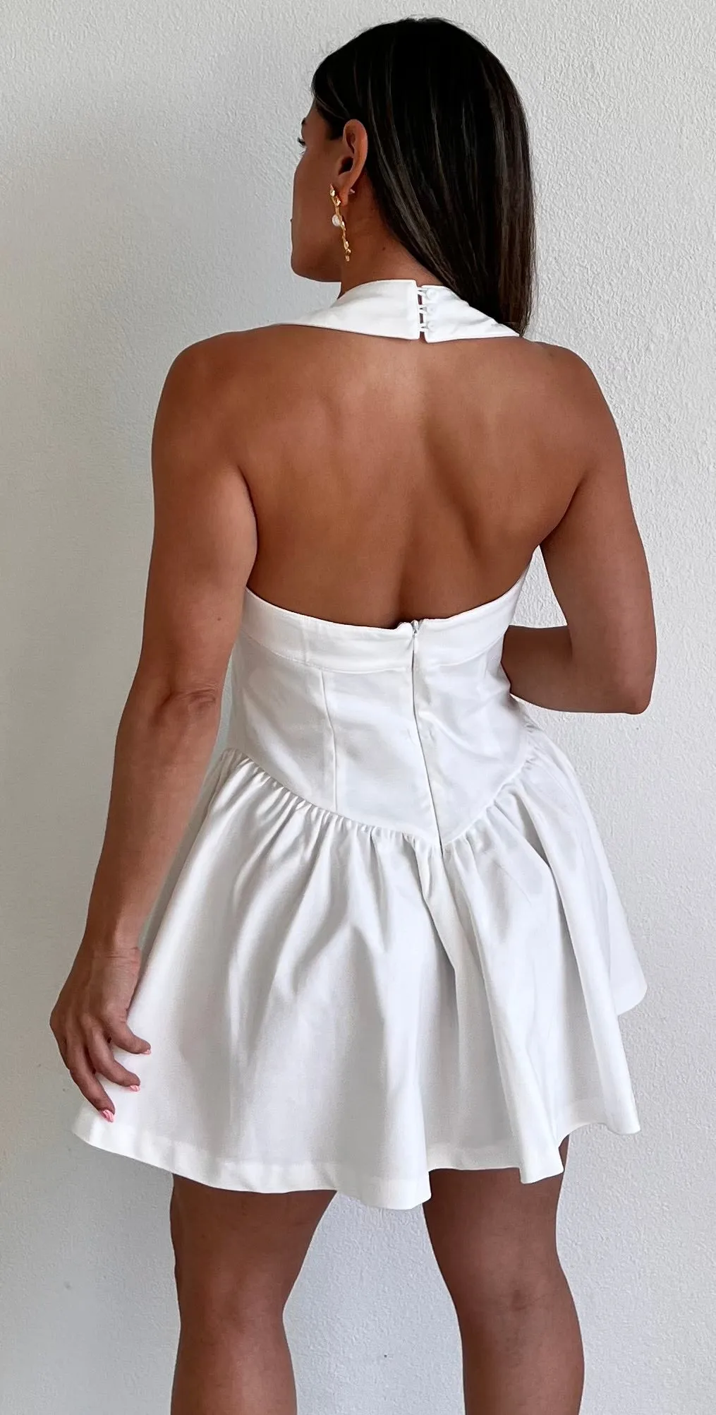 Attractive Radiance White Halter Mini Dress