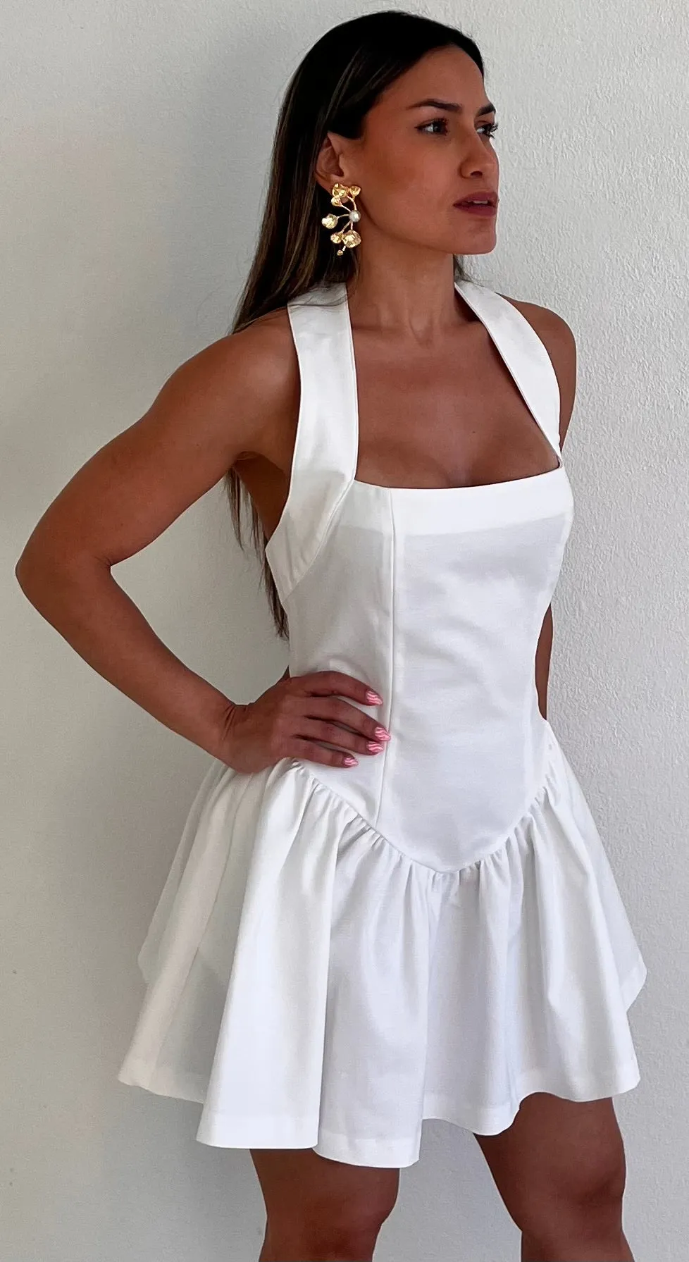 Attractive Radiance White Halter Mini Dress