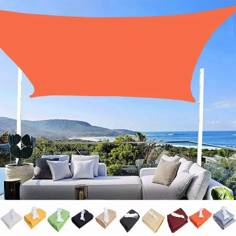 Big Size Orange 300d 100% Polyester Tarpaulin Sunshade Net Pavilion Balcony Rainproof Shading Netting Garden Shelter Sun Sails