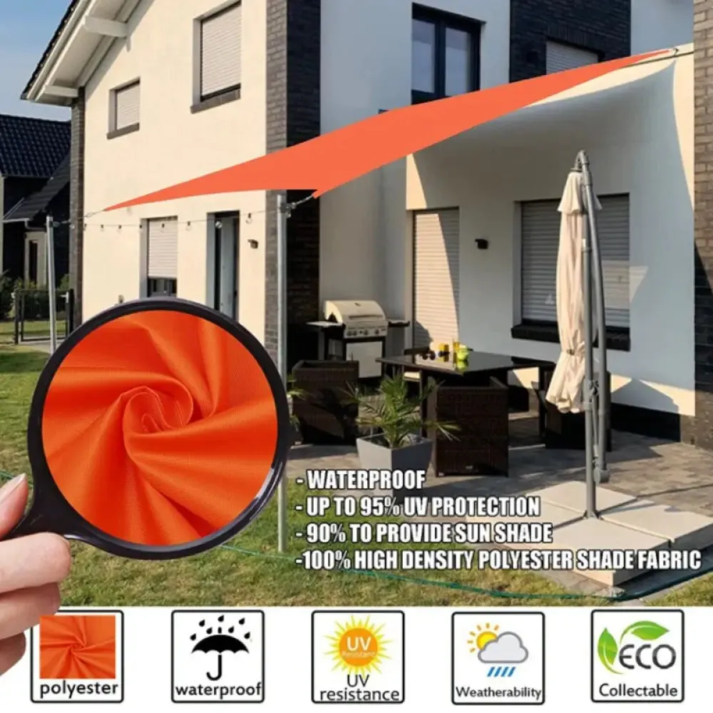 Big Size Orange 300d 100% Polyester Tarpaulin Sunshade Net Pavilion Balcony Rainproof Shading Netting Garden Shelter Sun Sails