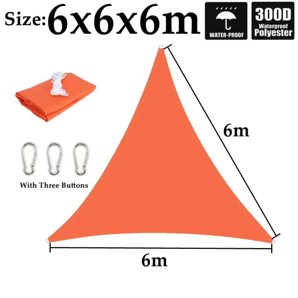 Big Size Orange 300d 100% Polyester Tarpaulin Sunshade Net Pavilion Balcony Rainproof Shading Netting Garden Shelter Sun Sails