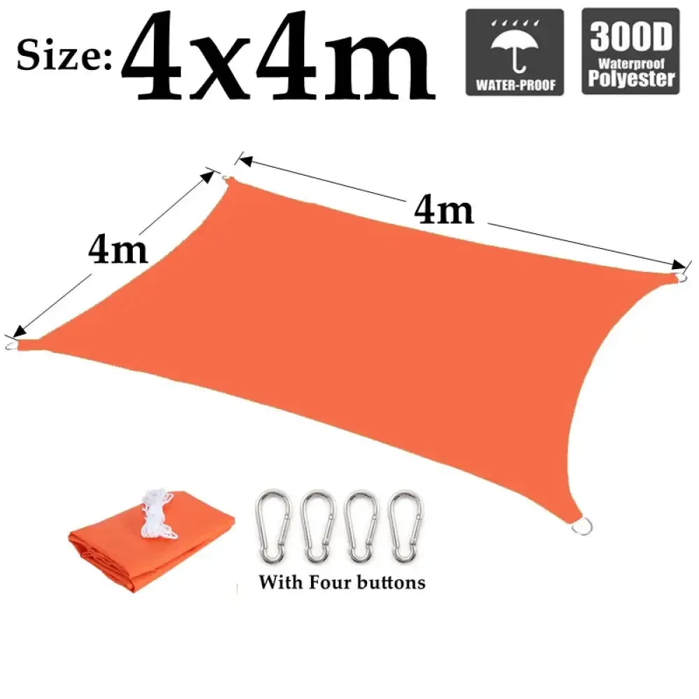 Big Size Orange 300d 100% Polyester Tarpaulin Sunshade Net Pavilion Balcony Rainproof Shading Netting Garden Shelter Sun Sails