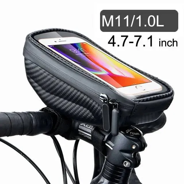 Bike Bag 1.8L Frame Front Tube Cycling Bag - Waterproof Phone Case Holder for 7 Inches Touchscreen Phones