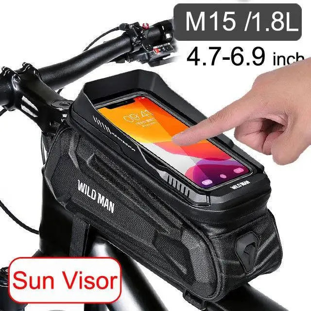 Bike Bag 1.8L Frame Front Tube Cycling Bag - Waterproof Phone Case Holder for 7 Inches Touchscreen Phones