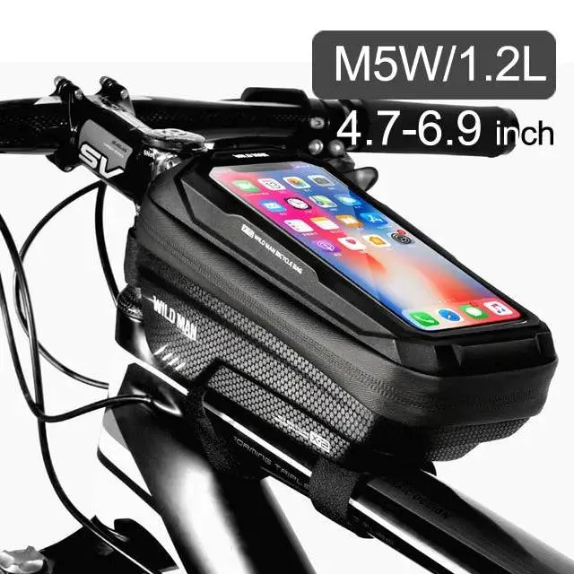 Bike Bag 1.8L Frame Front Tube Cycling Bag - Waterproof Phone Case Holder for 7 Inches Touchscreen Phones
