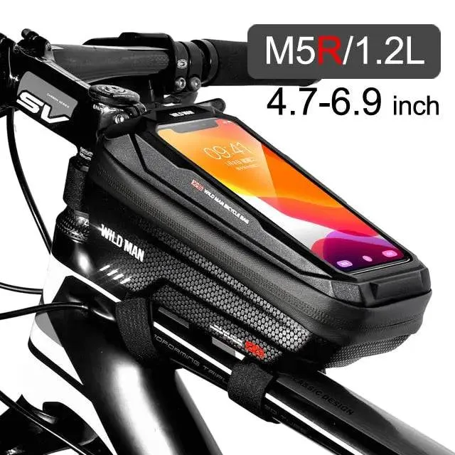 Bike Bag 1.8L Frame Front Tube Cycling Bag - Waterproof Phone Case Holder for 7 Inches Touchscreen Phones