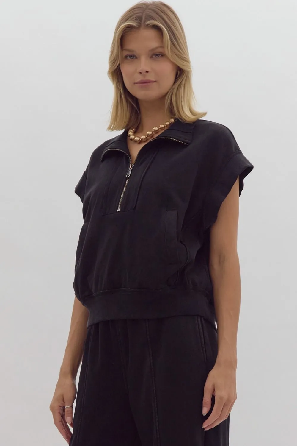 Black Half Zip Short Sleeve