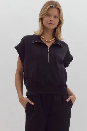 Black Half Zip Short Sleeve