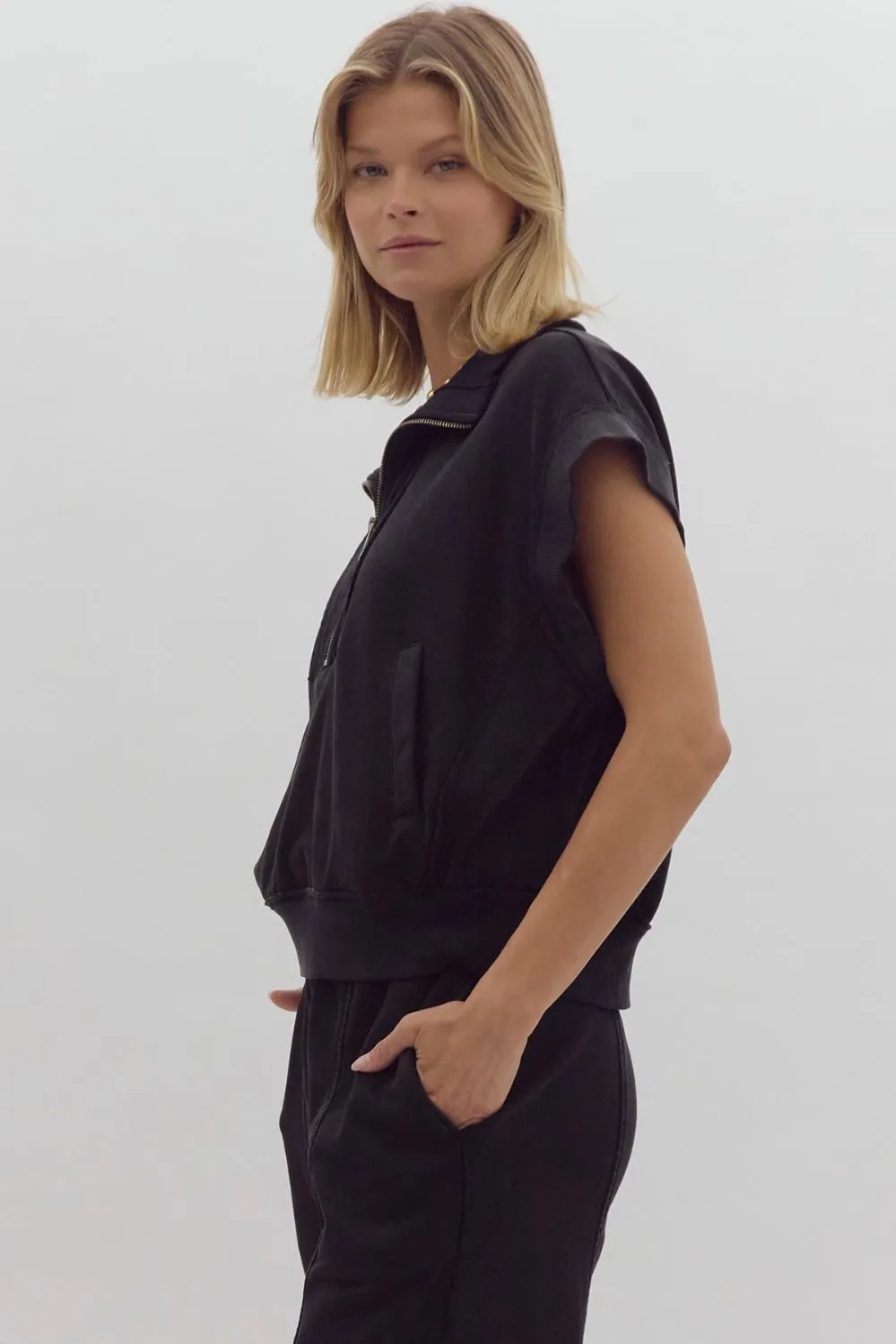 Black Half Zip Short Sleeve