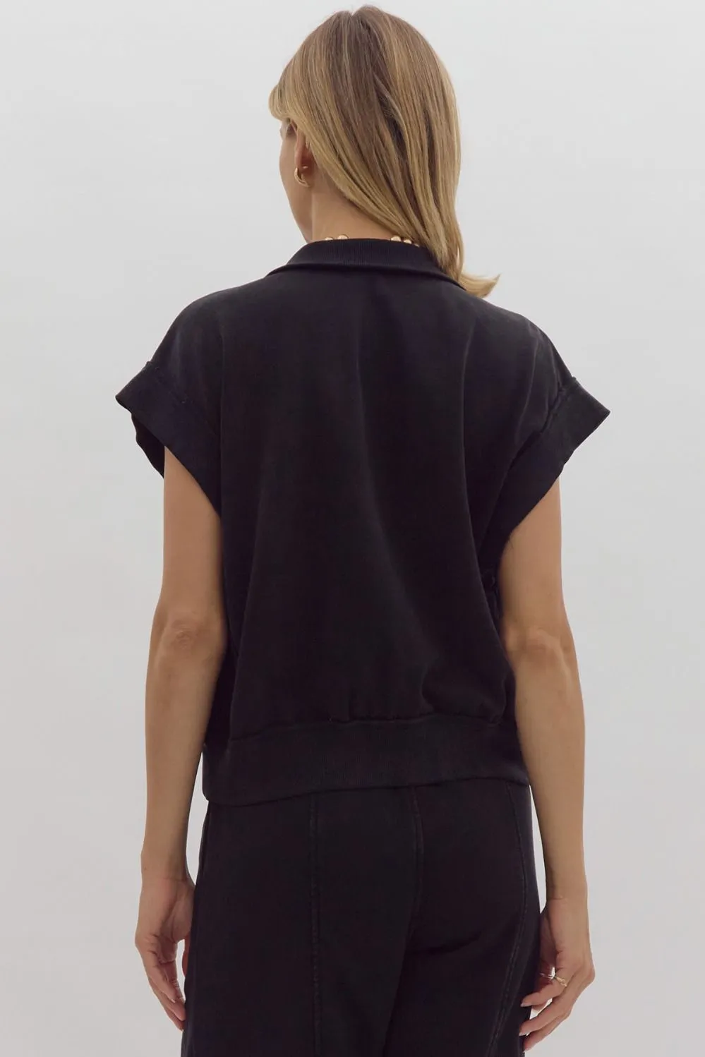 Black Half Zip Short Sleeve