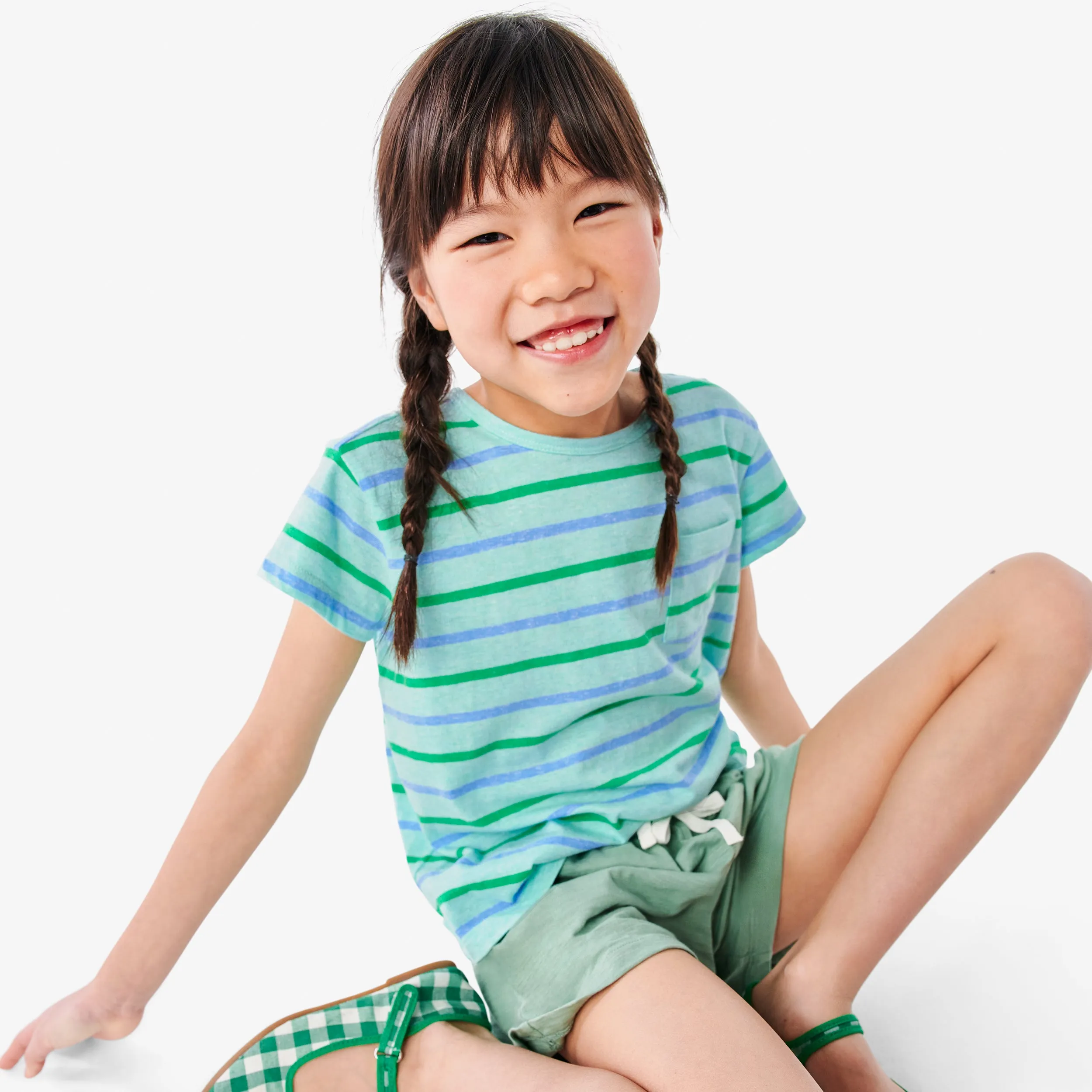 Clearance kids heathered beach tee in stripe