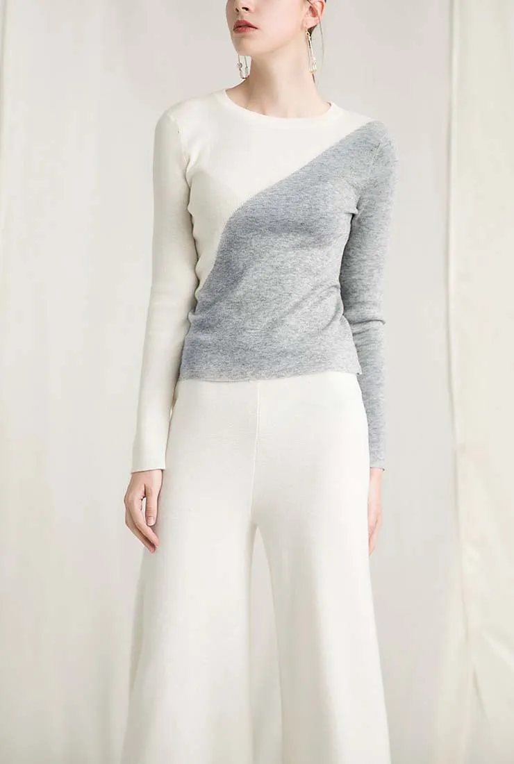 Contrast Color Pullover Knit Layering Top