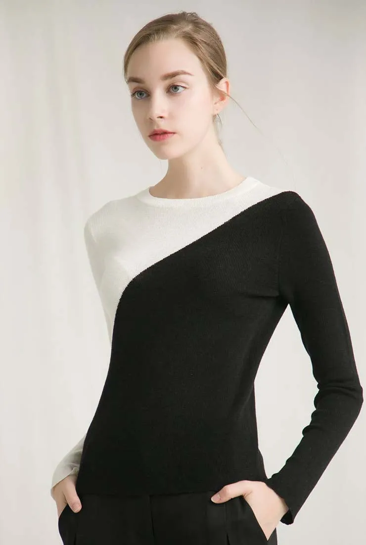 Contrast Color Pullover Knit Layering Top
