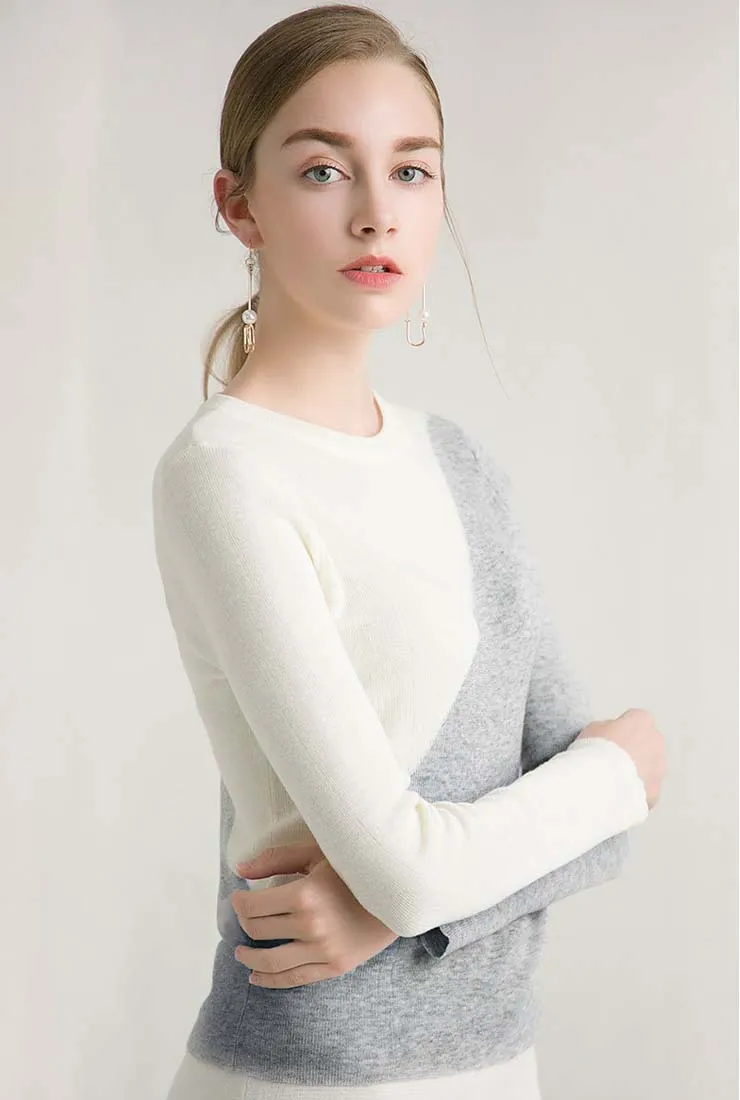 Contrast Color Pullover Knit Layering Top