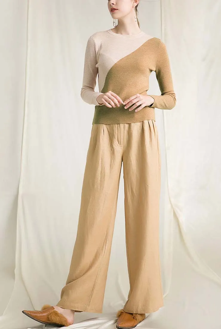 Contrast Color Pullover Knit Layering Top
