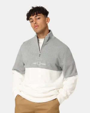 Fred Perry Colourblock Half Zip Sweatshirt Snow White