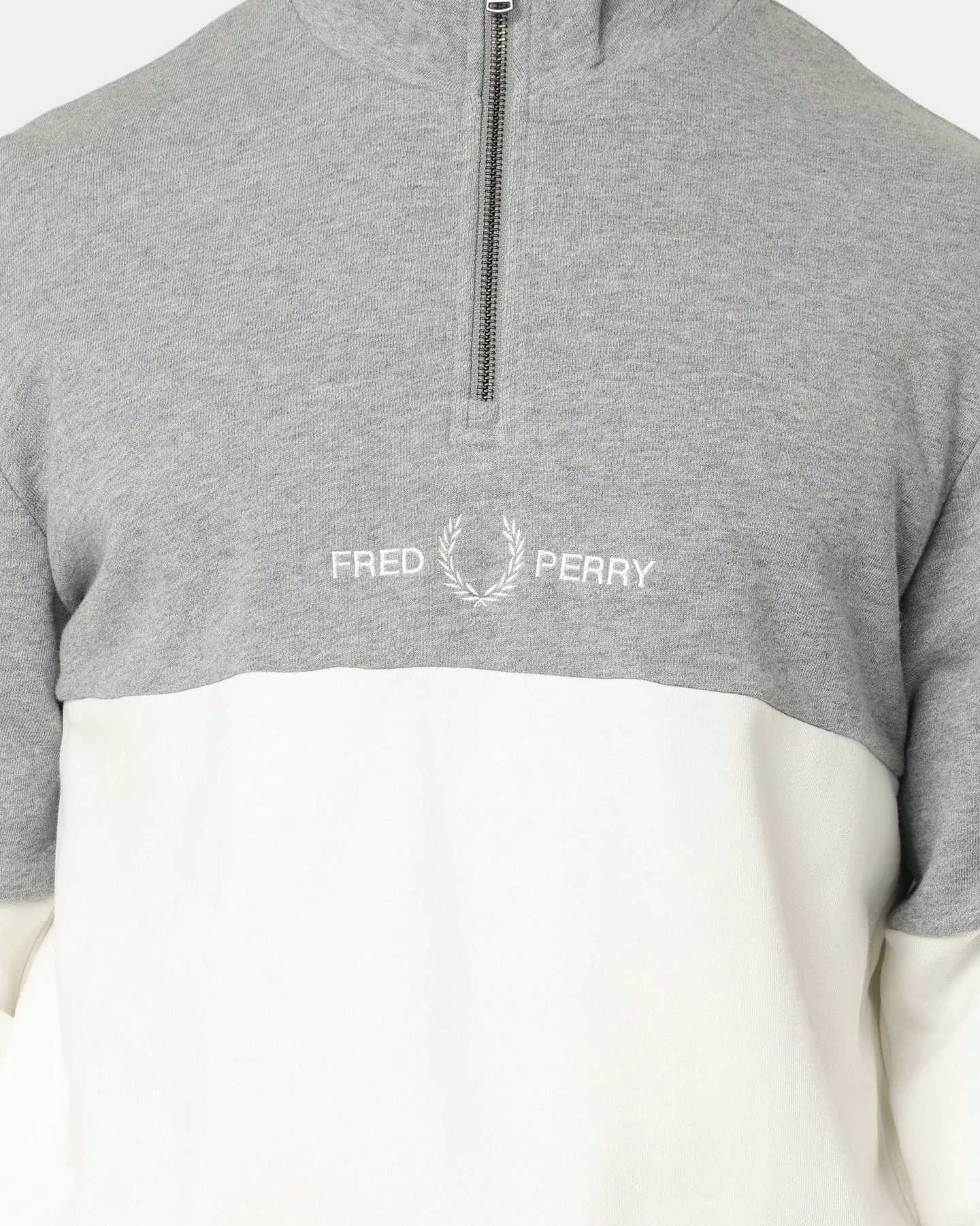 Fred Perry Colourblock Half Zip Sweatshirt Snow White