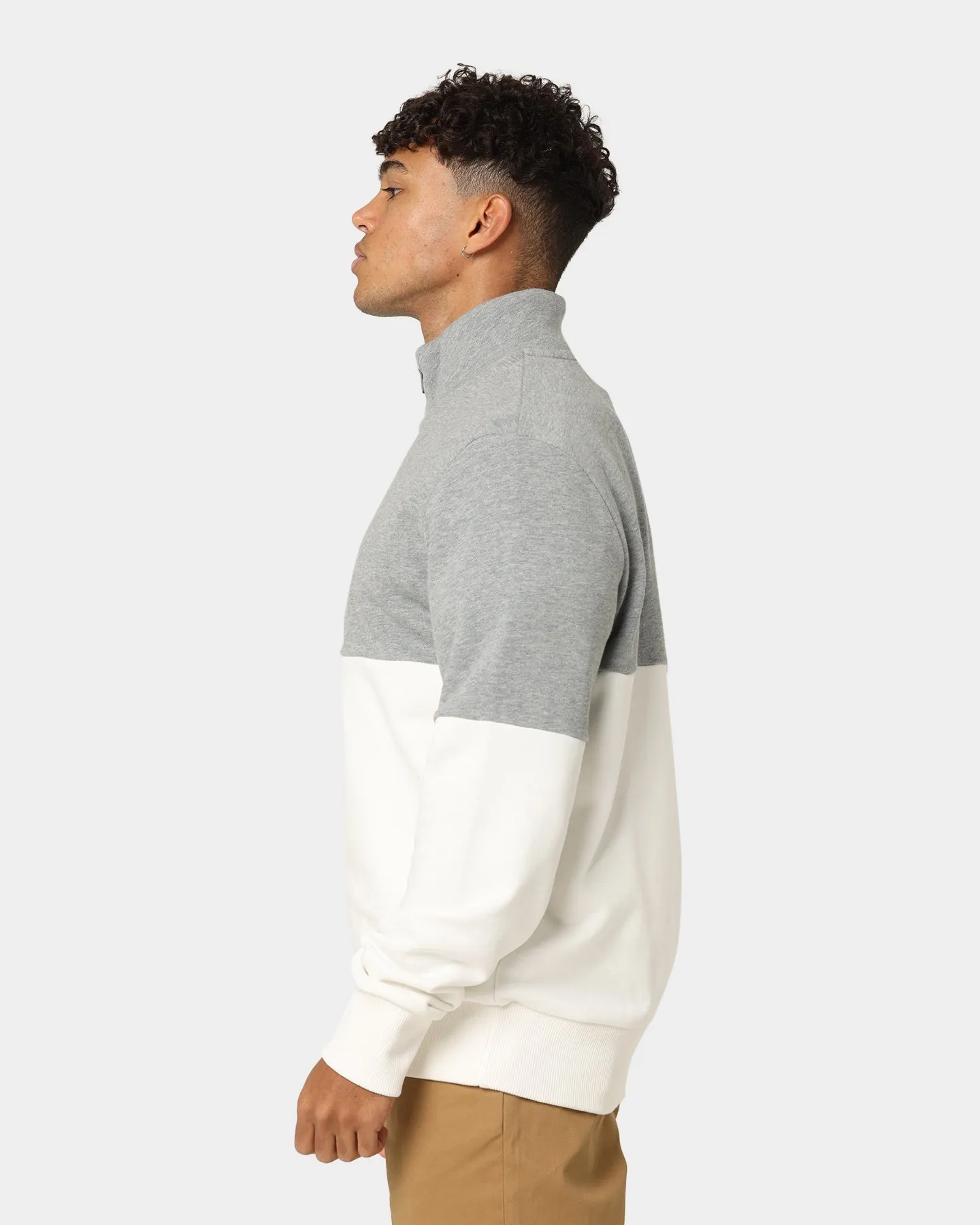 Fred Perry Colourblock Half Zip Sweatshirt Snow White