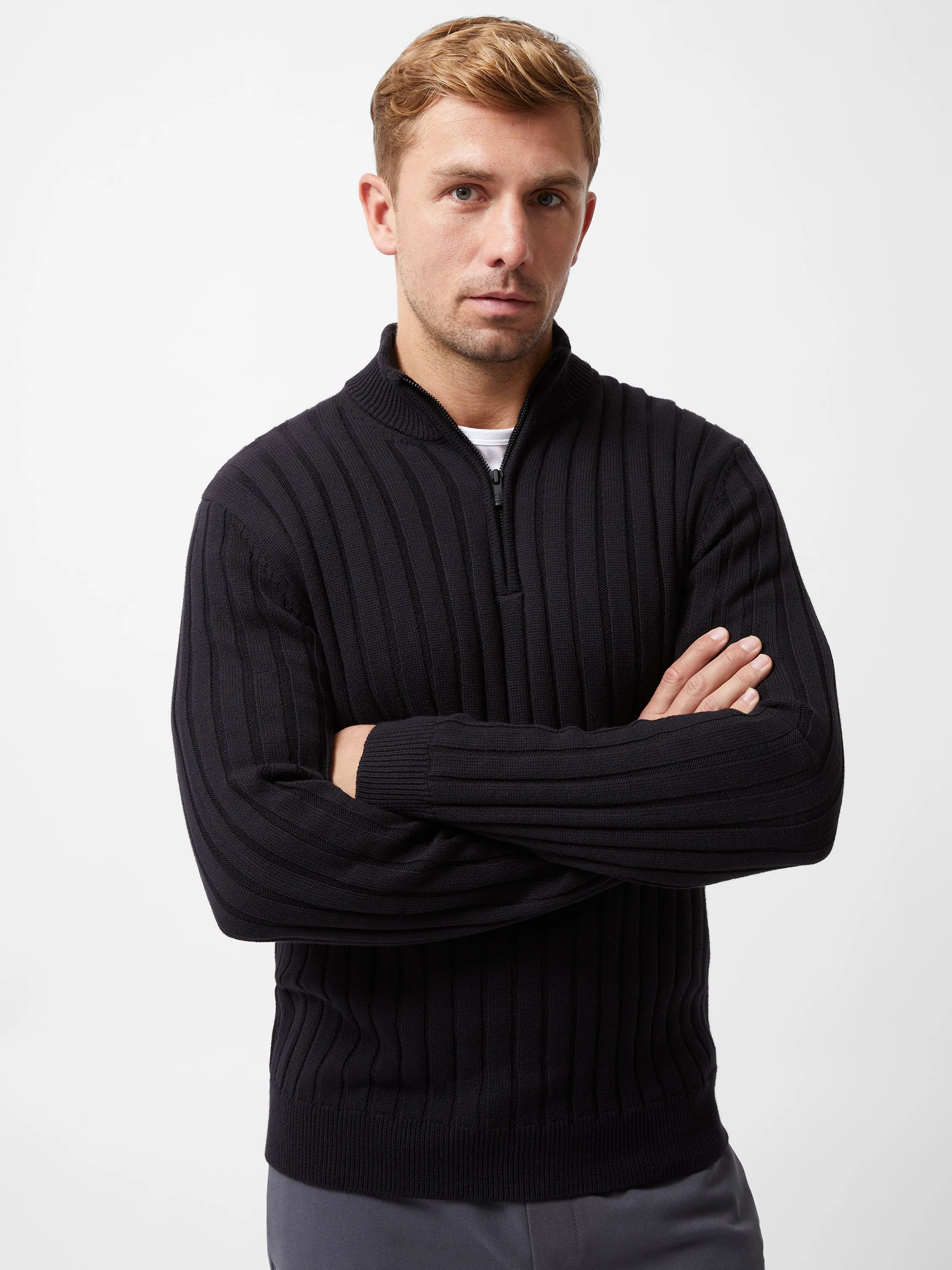 Half Zip Ribbed Knit Jumper