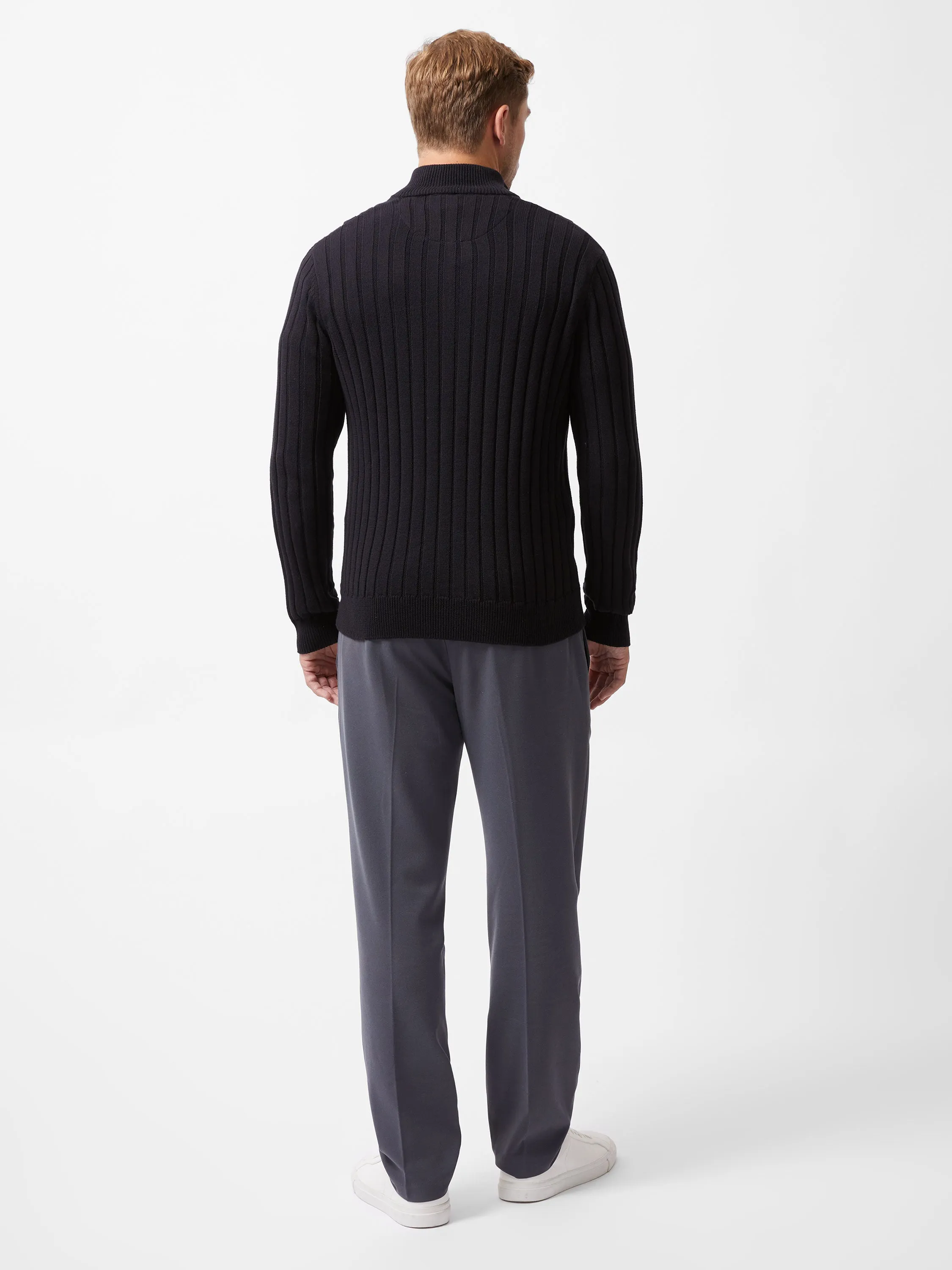 Half Zip Ribbed Knit Jumper