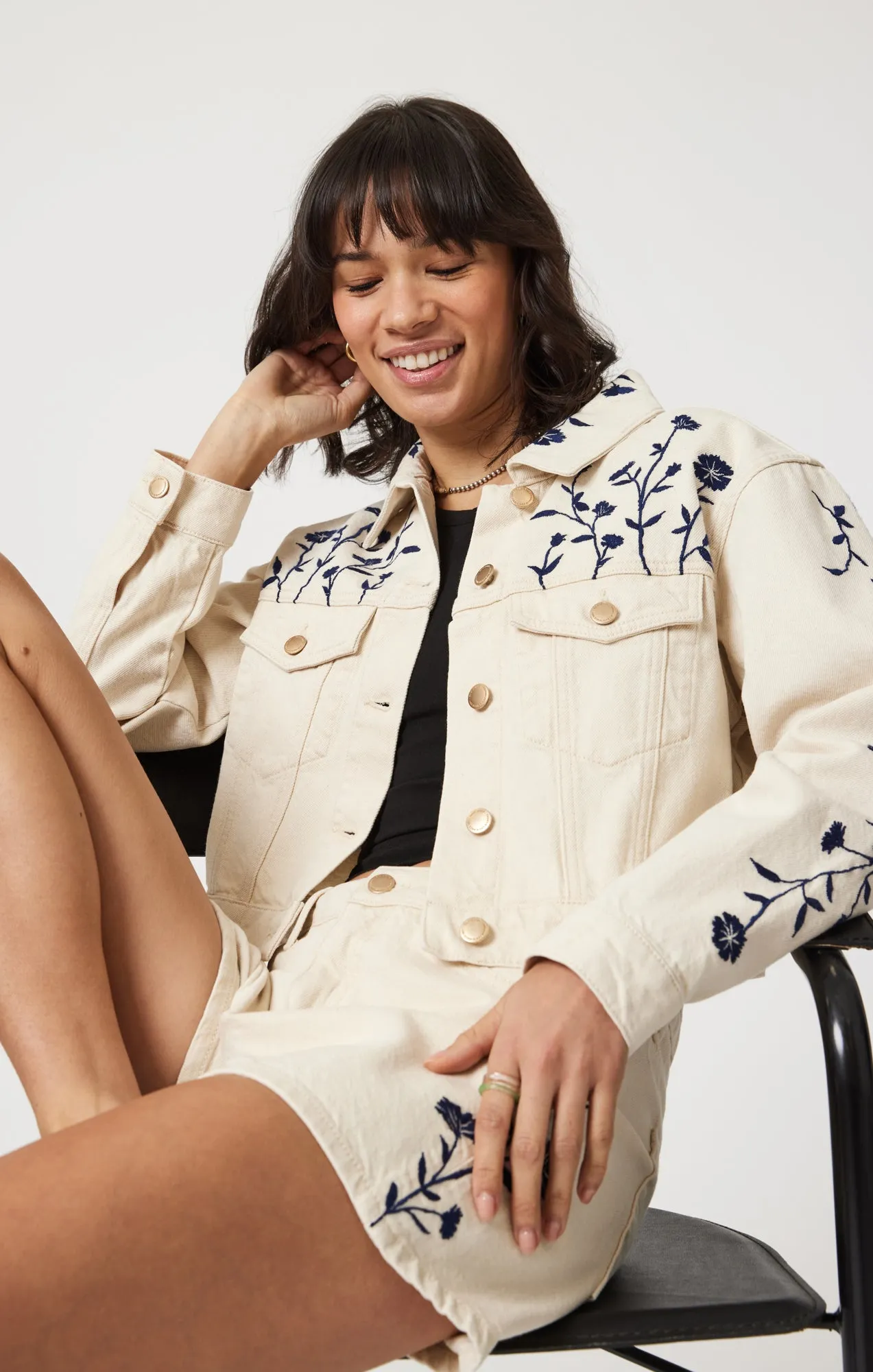 HARMONY DENIM JACKET IN BEIGE DENIM