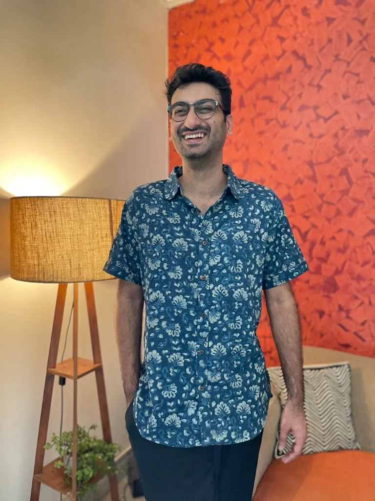 Mogambo Indigo Floral Collared Shirt