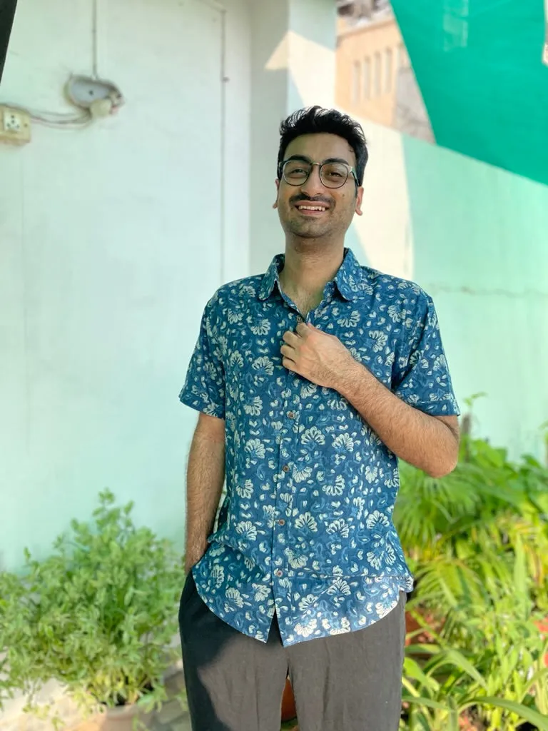 Mogambo Indigo Floral Collared Shirt