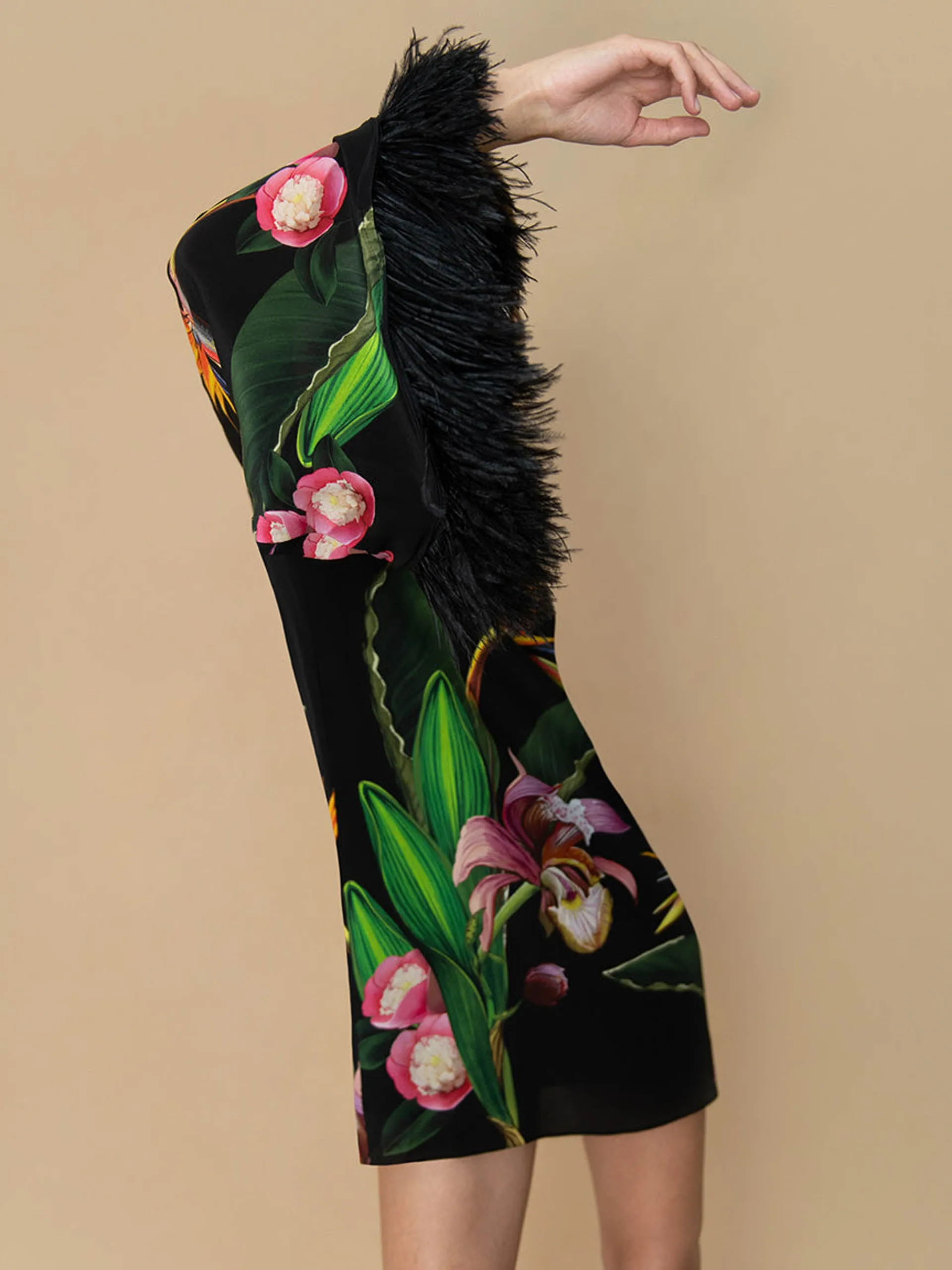 Orchid black Vida crepe mini dress