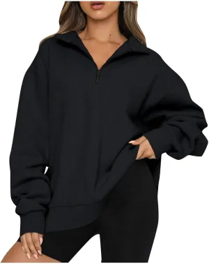 SERYU Oversized Sweatshirt Womens Loose Fit 2024 Fleece Fall Long Sleeve Half Zip Collared Pullover Y2k Clothes