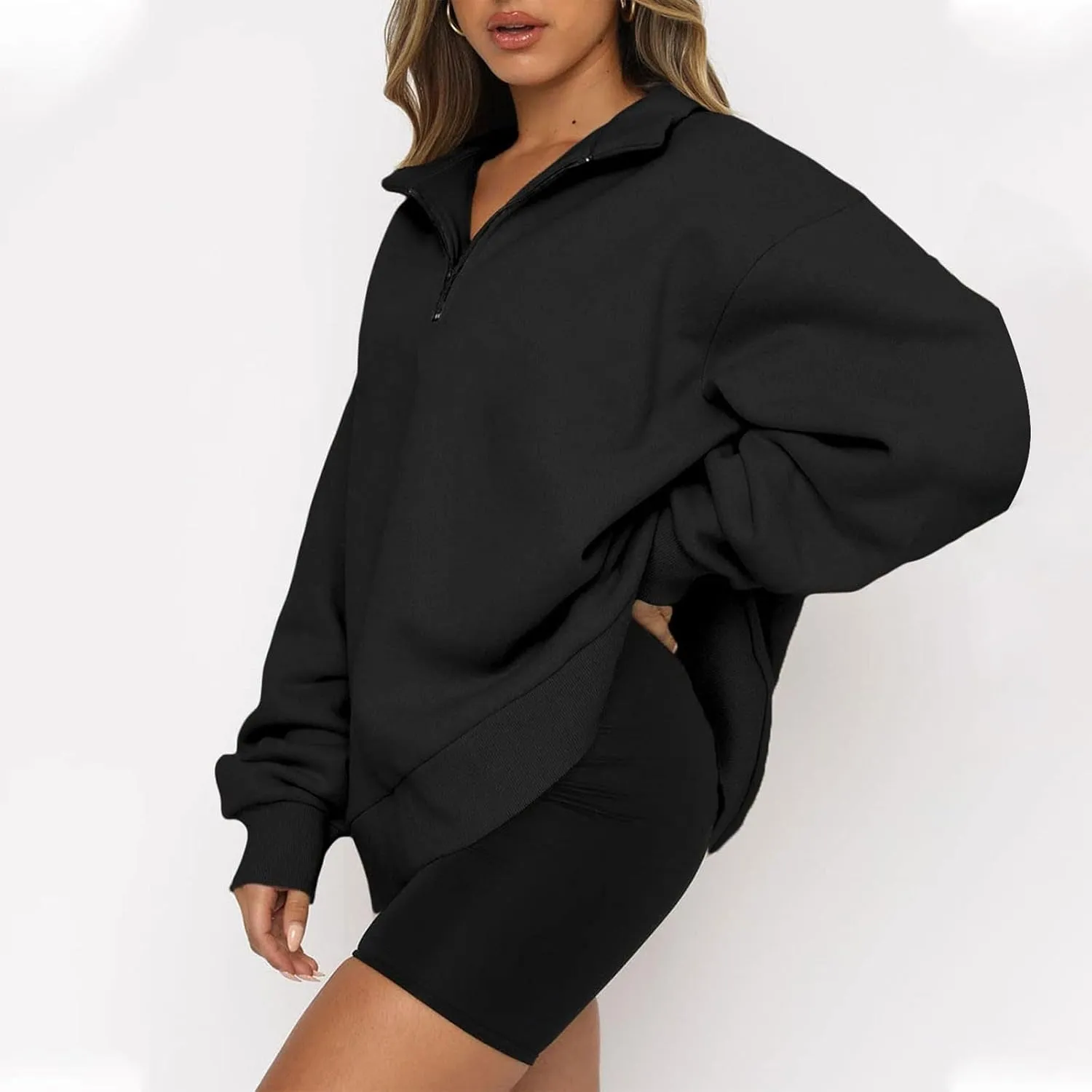 SERYU Oversized Sweatshirt Womens Loose Fit 2024 Fleece Fall Long Sleeve Half Zip Collared Pullover Y2k Clothes