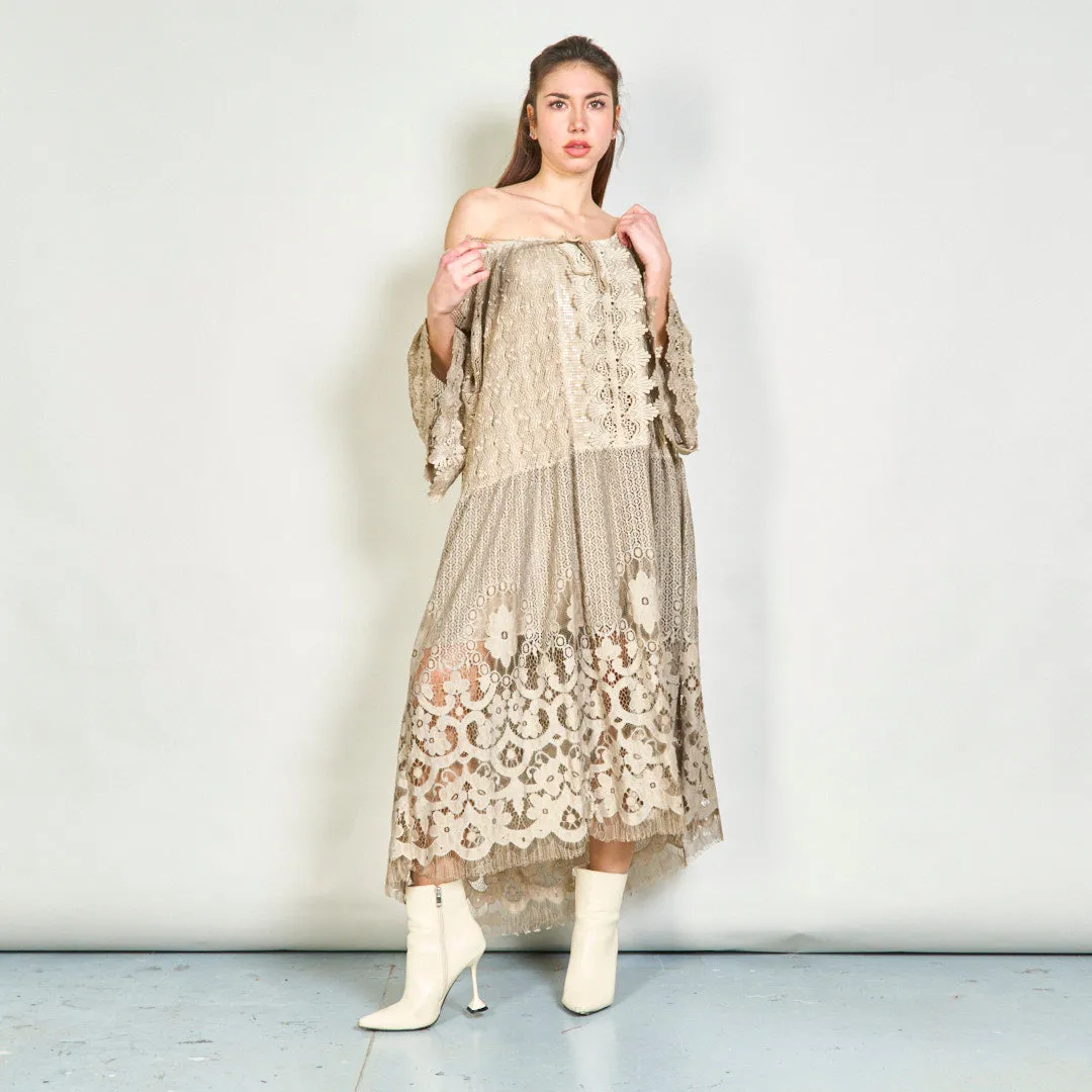 Vintage lace maxi dress with intricate details wholesale