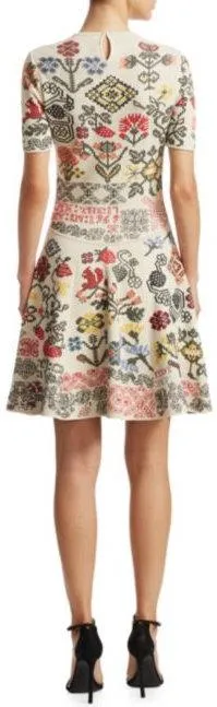 'Vlm' Paneled Fit-&-Flare Dress, Ivory