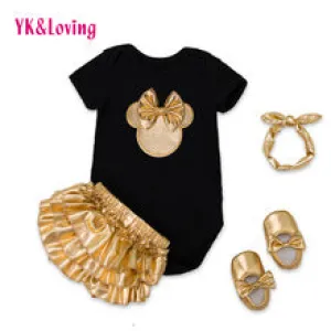 YK&Loving Baby Girl 4pcs Clothing Sets Black Cotton